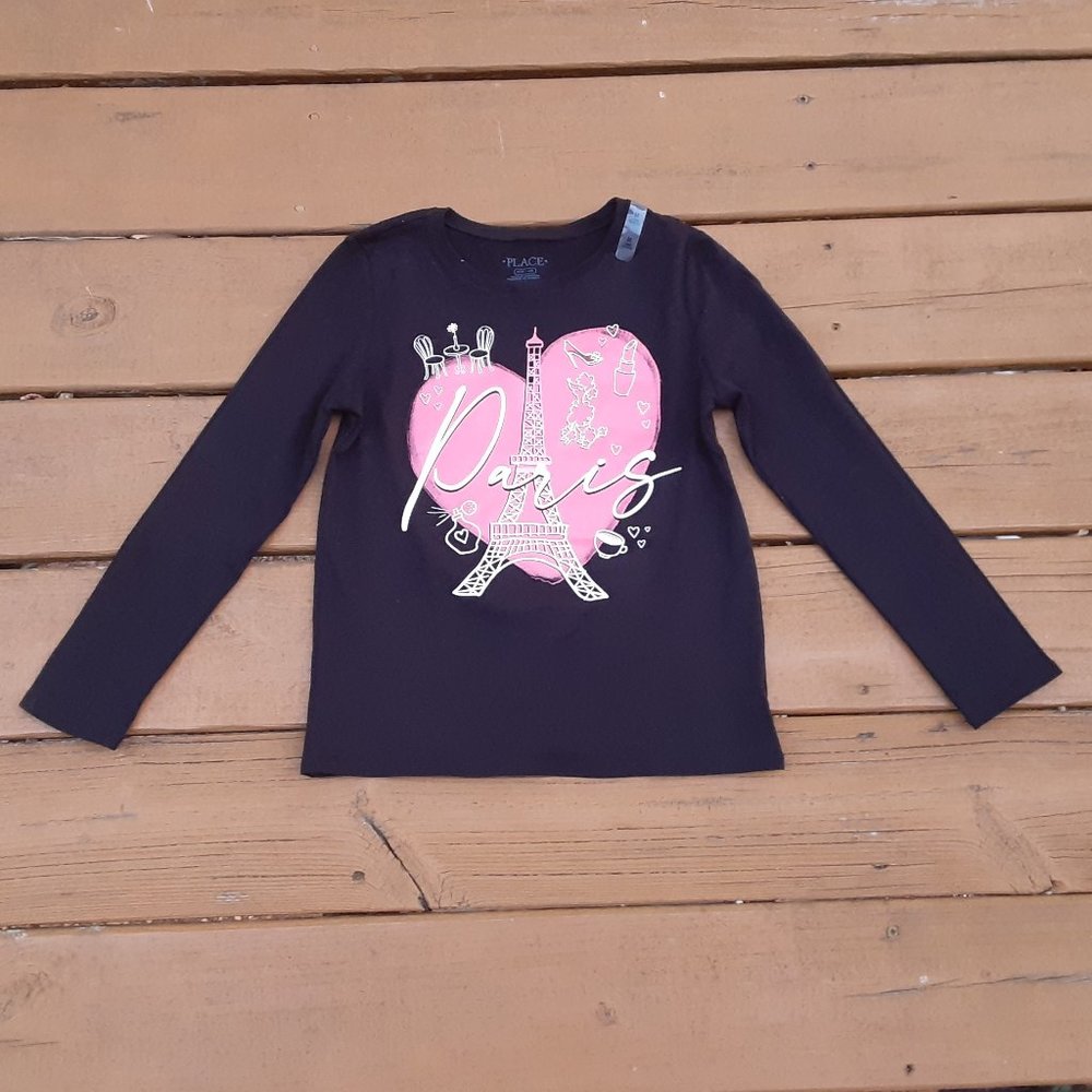 CHILDREN'S PLACE - GIRLS' BLACK PARIS LONG SLEEVED SHIRT - NEW!